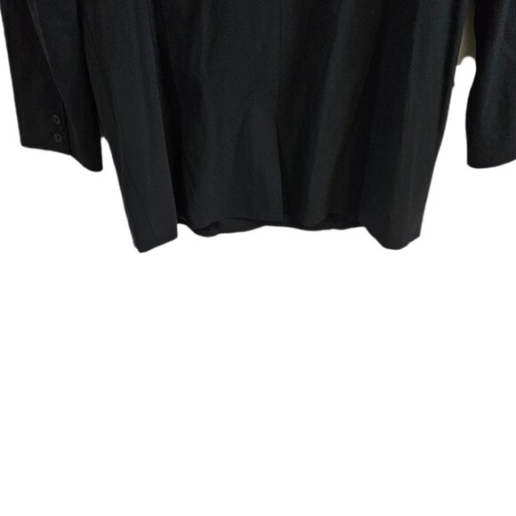 Eileen Fisher Notch Collar Long Blazer Jacket Wool Blend Black 12 - Picture 10 of 13